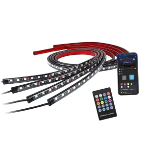 Universal Car Underbody Neon Light Kit 12V RGB LED Chassis Strip Light Adjustable Brightness Waterproof Auto Exterior Decor Lamp