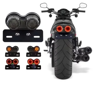 Universal Cat Eye Custom LED Display Screen 6-Lens Lower Position Replacement Turn Signal Light Motorcycle License Plate