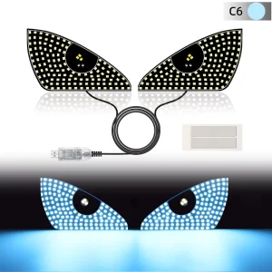 Universal LED Front Rear Glass Light USB Devil Eye Car Sticker No Wiring Expression Light Screen Auto Interior Lighting