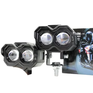 Universal LED external motorcycle spotlight ultra bright devil eye modification dual color white and yellow far and near lens