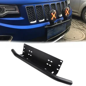 Universal License Plate Bumper Frame Front Bumper Spotlight Metal Bracket Suitable for Off Road Jeep with Front Bumper Guard