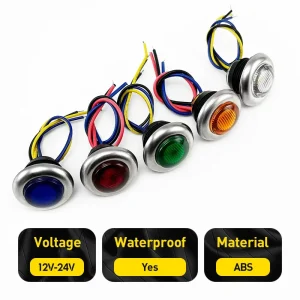 Universal Mini 3/4 Inch LED Marker Light Car Truck 12V/24V LED Side Marker Light with Chrome 3 Wires Strobe Light