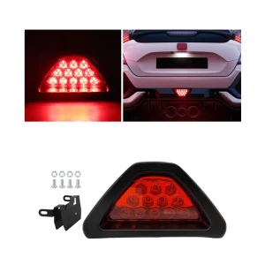 Universal Motorcycle F1 Style LED Rear Fog Light Third Brake Tail Lamp Triangle Warning Flash Light 12 LED Waterproof
