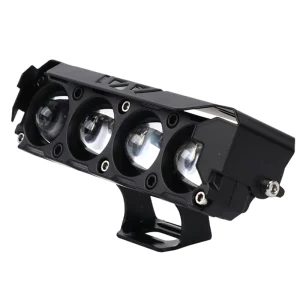 Universal Motorcycle Headlight 4 Lens Bright White LED Fog Lights Assembly Left Right Position Black Driving Spotlight
