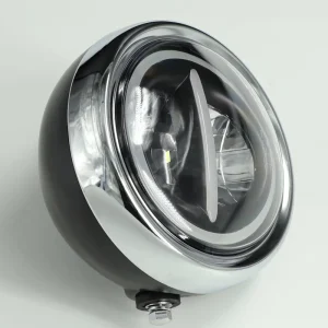 Universal Retro Style LED Motorcycle Headlight with Chrome Trim Replacement for Front Use 1 Lens