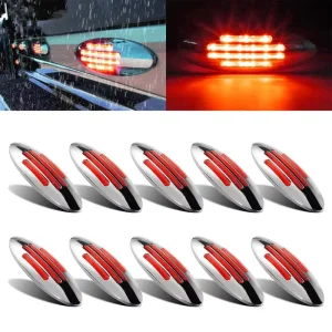 Universal Side Marker Light 12V COB Light Guide Chrome Oval Polycarbonate Lens for Truck Trailer Lights