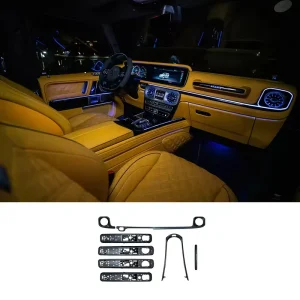 Upgrade LED Interior Ambient Light Kit with Real Trim for G-Wagon W464 W465 G63 64 Colors Atmosphere Neon Strip Panel