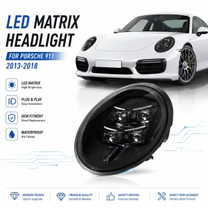 Upgrade Matrix LED Headlight for Porsche 911 991 992 Style Bi LED Projector DRL Sequential Turn Signal Plug and Play