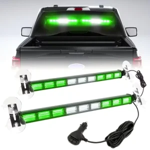 Upgrade Switchable 4 Colors LED Car Emergency Light Bar 27 Flashing Patterns 162 LEDs 2in1 Visor Windshield Mount