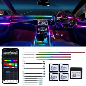 Upgrade Universal 22 in 1 Symphony LED Car Interior Ambient Lighting 256 Color Decoration Atmosphere Strip Accessories