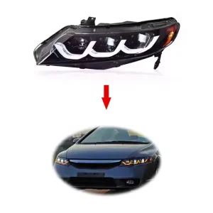 Upgrade for Honda 8th Civic Headlight Headlamp Assembly Modified LED Daytime Running Light Streamer Turn Signal