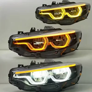 V3 1:1 Style Three Color Amber Red Yellow White DRL LED Headlights for BMX F32 F33 F36 F80 F82 M3 M4 Front Light