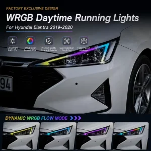 VAHID Factory LED DRL Headlights Front Lamps Hyundai Elantra WRGB Daytime Running Lights Auto Body Kit