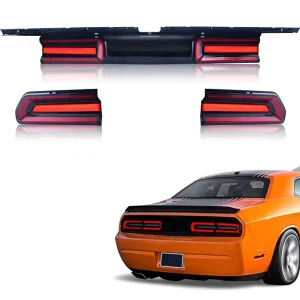 VLAND 55W 12V DC LED Tail Lights For Challenger Coupe 3rd Gen Pre Facelift Sequential Red Turn Signal Red Lens