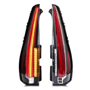 VLAND Led Tail Lights 12V DC Compatible Tahoe Suburban GMC Yukon Dynamic Animation Yellow Turn Signal 5-Pin 5-Hole Red