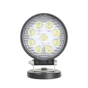 Vehicle Light 55mm Round Waterproof 9LED 27W 12V 24V 4×4 Car Off Road Truck Trailer Tractor Forklift Boat LED Work Light