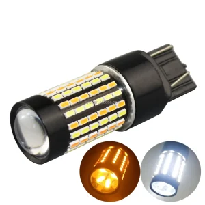 Vehicle Parts 7443 120LED 12V 120SMD Switchback Yellow White LED Brake Reverse Lights Bulb Dual Colors Auto Interior Lighting