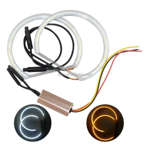 Vehicle Parts Auto Lighting Car Light Accessories 131mm Two-Colour White Yellow Double Color Headlight Car LED Angel Eyes