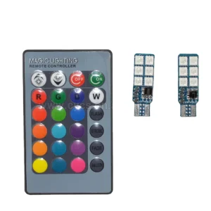 Vehicle Parts Interior & Convenience Bulbs 194 168 501 12SMD 12led 5050 Remote Control Multi Colors RGB T10 Led Car Bulb Lamps