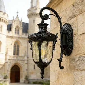 Vintage Black Aluminum Farmhouse Style Outdoor Wall Lamp Waterproof IP65 Exterior Wall Sconce for Garden Patio Porch
