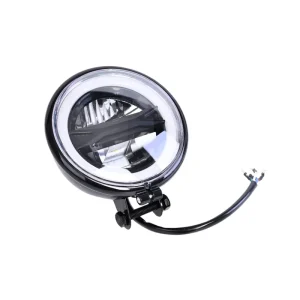 Vintage Retro Style Motorcycle Lighting System Universal Black LED Front Head Lamp 12-Month Warranty for