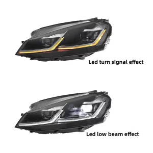 Volkswagen Golf 7 12V Headlight Assembly Upgrade LED Daytime Running Lights Sequential Turn Signals