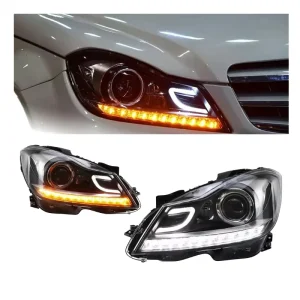 W204 Modified Headlight Upgrade LED for Benz C180 C200 C260 Head Lamp DRL Signal Projector Lens Front Lamps Assembly