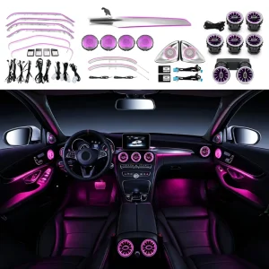 W205 64 Colors Ambient Lighting Upgrade Kit for Mercedes Benz C Class C300 C43 C63 GLC X253 Interior LED Light Accessories Trim