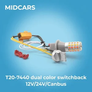 W21w 7440 7440na LED Bulb Switchback Amber White Turn Signal Kit CANBUS Resistor for Truck Pickup