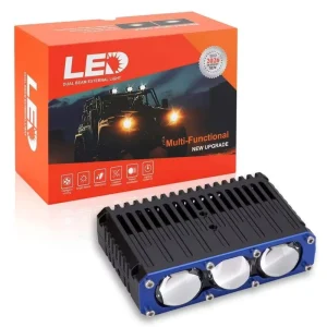 W5 90W 10000LM Triple Eye LED Lens Spotlight Super Bright Fog Driving Light for Motorcycle Car Truck Grille Retrofit