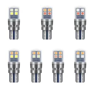 W5W LED Dual Color 6000K Wide Light T10 3030 8SMD with Lens 500LM 9W for License Plate and Reading Light Bulbs
