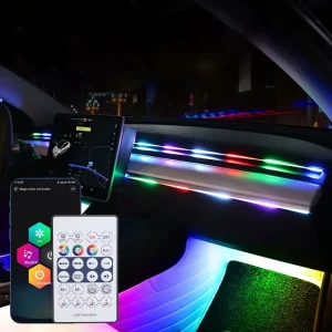 WELRGB Symphony Auto Interior LED Acrylic USB Decorative Light Strip Flexible Car Central Control Flowing Water Atmosphere 12V 1