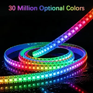 WS2812B RGBIC Pixel LED Strip Individually Addressable LEDs USB & IP66 Rated PCB for Gaming Desk Decoration