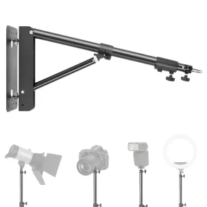 Wall Mount Boom Arm with Triangle Base 51inches Adjustable Camera Mount for Photography Studio Video Strobe Flash Ring Light