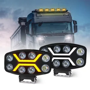Waterproof 10 Inch 100W Oval White Amber DRL LED Auxiliary Lights Auto Exterior Lighting LED Driving Lights for Truck Pickup
