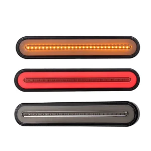 Waterproof 100 LED Trailer Truck Brake Light 3 in 1 Neon Halo Ring Tail Brake Stop Light Flowing Turn Signal Light Lamp 12-24V