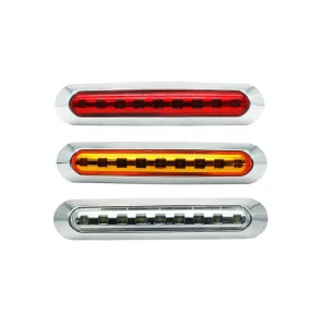 Waterproof 9 LED Indicator Light 10-30V Chrome Side Marker for Trucks Trailers RVs Lorries in Red Amber White Green Blue