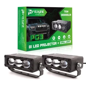 Waterproof Car Led Grille Lights 3 Lens 75W 30000LM High Low Beam Car Auxiliary Lights Biled Grille Light
