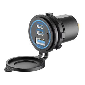 Waterproof Flush Mount DC 12V 24 Volt 66W Mobile Phone Power LED USB Port Charger Outlet Socket for Auto Car Marine Bus
