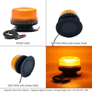 Waterproof IP66 12 24V 36 LED Rotary Warning Beacon Strobe Flashing Light With ABS Base for Forklift Truck School Bus