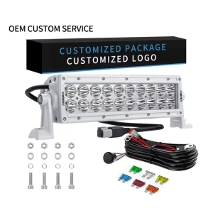 Waterproof LED Off road Spotlight Dual row Lamp for Truck Boat Yacht White Black Shell Auto Exterior Auxiliary Lights