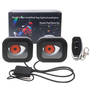 Waterproof RGB Devil Eye LED Light for Motorcycle Car Dynamic Blinking Rearview Modification Remote Auto Exterior Lighting