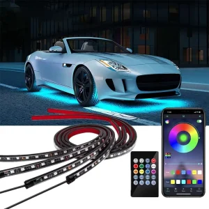 Waterproof RGB LED Strip Light Underbody Exterior Ambient Lighting Kit Multi colored Remote Control Car Underglow Lights