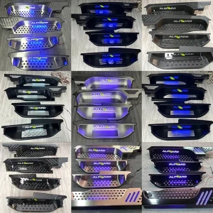 Welcome Pedal with LED Light Threshold Strip 304 Stainless Steel Interior Kit for Alphard