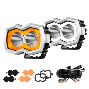 White Amber DRL 7 Modes Chasing LED Spot Auxiliary Light 5 Inch A Pillar Mount Pods for Hilux Tacoma