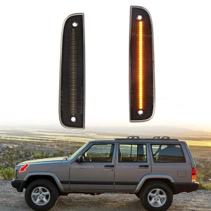White Amber LED Car Front Side Marker Lamps Turn Signal Indicators for Jeep Cherokee 97-01 Non-Sequential Fender
