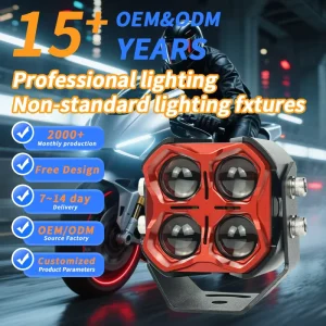 White Color With Yellow Angel Eye Steady Motorcycle Lighting Systems Fog Light With Harness 86W Motorcycle 4 Lens Light