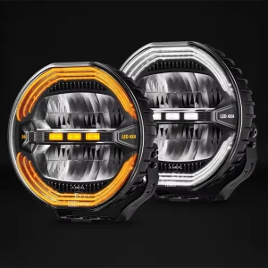 White DRL Position Light Rhythmic Dynamic Chasing 9 Inch Truck 4X4 Car Spot Driving Spotlight Aux Headlamp Vehicle