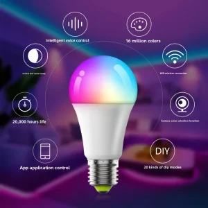 WiFi Smart Bulb Voice Control Crystal DIY RGB Dimming Color Intelligent Dual Mode Garden Use