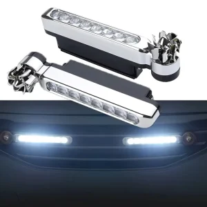 Wind Powered Car LED DayTime Running Light Auxiliary Lighting Rotation Fan Lamp Automobile Day Time Headlight